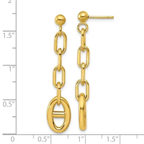 Leslie's 14K Polished Anchor Link Post Dangle Earrings Image 4 Grayson & Co. Jewelers Iron Mountain, MI