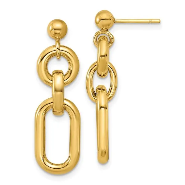 Leslie's 14K Polished Fancy Mixed Links Post Dangle Earrings Trenton Jewelers Ltd. Trenton, MI