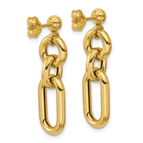 Leslie's 14K Polished Fancy Mixed Links Post Dangle Earrings Image 3 Trenton Jewelers Ltd. Trenton, MI