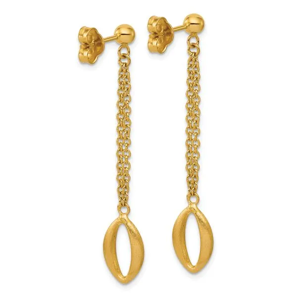 Leslie's 14K Polished and Brushed Navette Link Post Dangle Earrings Image 3 Atlanta West Jewelry Douglasville, GA