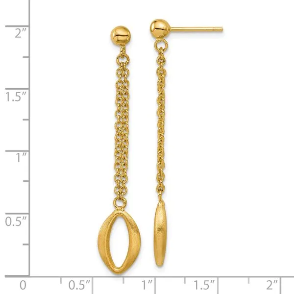 Leslie's 14K Polished and Brushed Navette Link Post Dangle Earrings Image 4 Atlanta West Jewelry Douglasville, GA