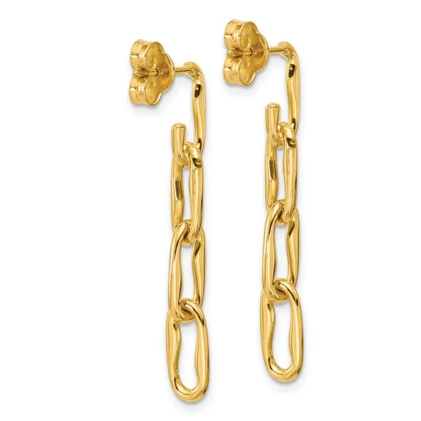 Leslie's 14K Polished Wavy Elongated Oval Link Post Dangle Earrings Image 3 Atlanta West Jewelry Douglasville, GA