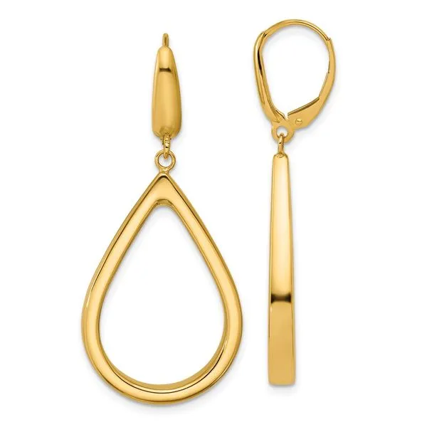 Leslie's 14K Polished Open Teardrop Leverback Dangle Earrings Spath Jewelers Bartow, FL