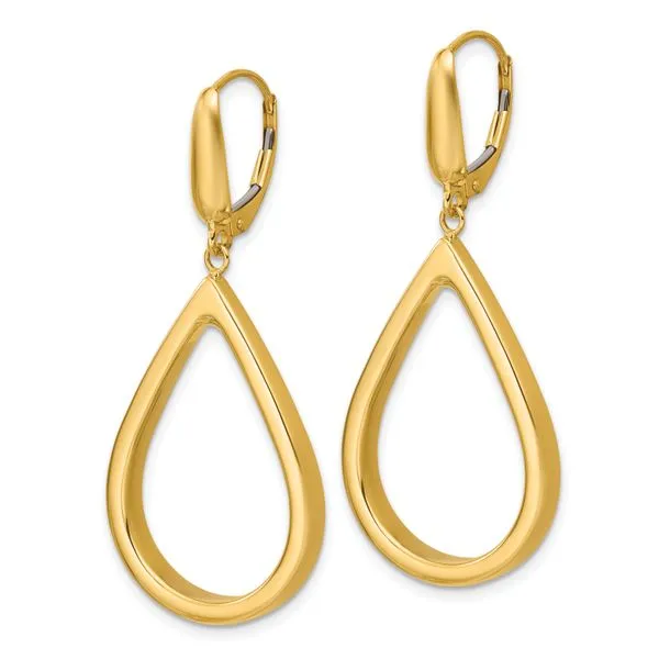 Leslie's 14K Polished Open Teardrop Leverback Dangle Earrings Image 2 Spath Jewelers Bartow, FL