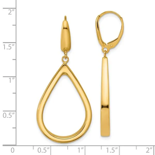 Leslie's 14K Polished Open Teardrop Leverback Dangle Earrings Image 4 Spath Jewelers Bartow, FL