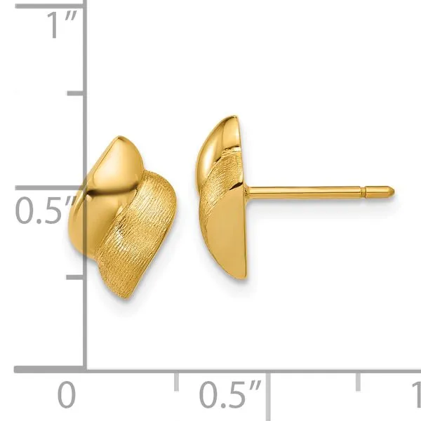 Leslie's 14K Polished and Brushed Fancy Post Earrings Image 4 Michael's Jewelry North Wilkesboro, NC