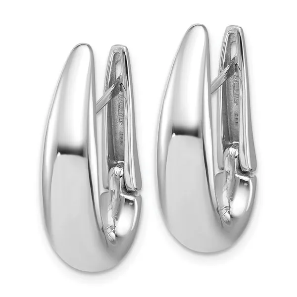 Leslie's 14K White Gold Polished Teardrop Hinged Hoop Earrings Image 2 John E. Koller Jewelry Designs owasso, OK