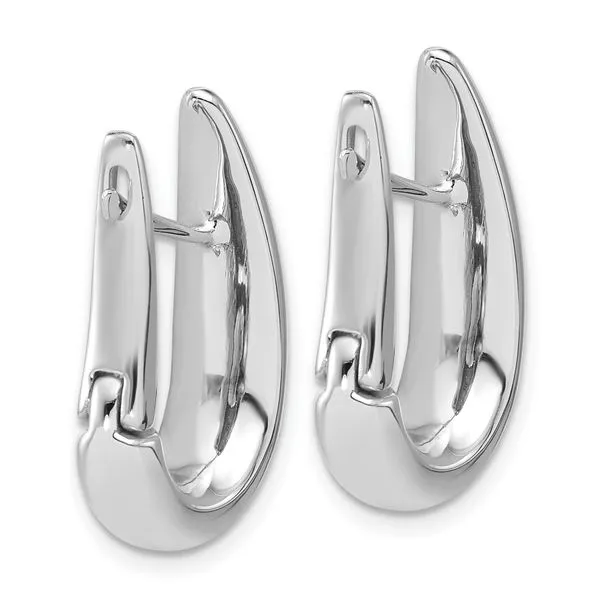 Leslie's 14K White Gold Polished Teardrop Hinged Hoop Earrings Image 3 John E. Koller Jewelry Designs owasso, OK