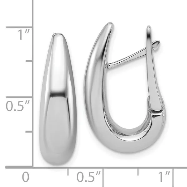 Leslie's 14K White Gold Polished Teardrop Hinged Hoop Earrings Image 4 Grayson & Co. Jewelers Iron Mountain, MI