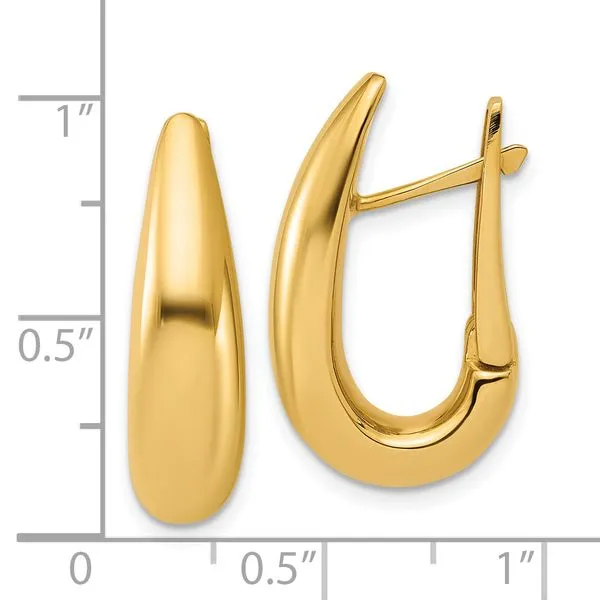 Leslie's 14K Polished Fancy Tapered Teardrop Hinged Hoop Earrings Image 4 G.G. Gems, Inc. Scottsdale, AZ