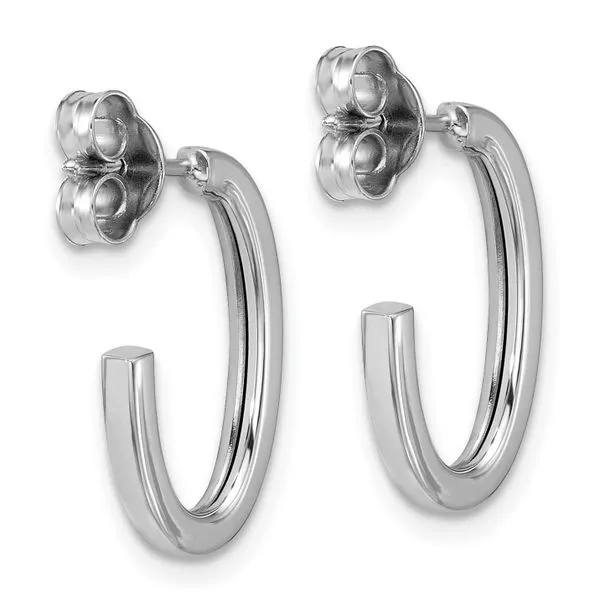 Leslie's 14K Whitehite Gold Polish 2.0mm Flat Oval Post J-Hoop Earrings Image 3 Johnson Jewellers Lindsay, ON