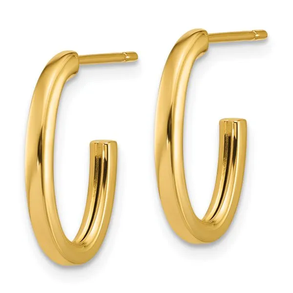 Leslie's 14K Polished 2.0mm Flat Oval Post J-Hoop Earrings Image 2 Jerald Jewelers Latrobe, PA