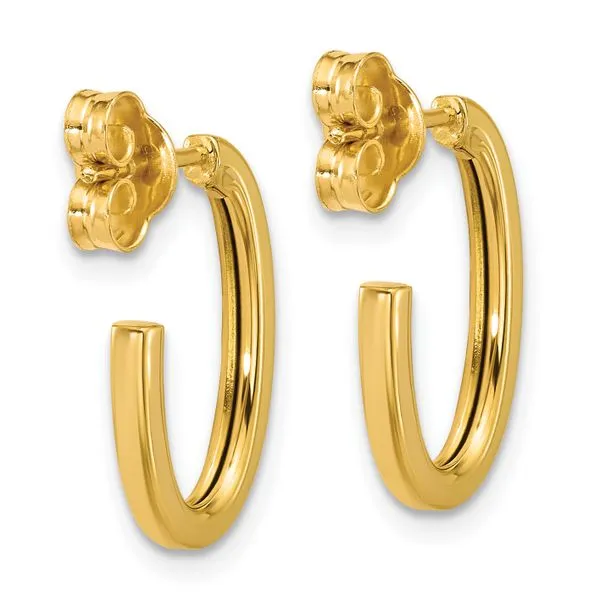 Leslie's 14K Polished 2.0mm Flat Oval Post J-Hoop Earrings Image 3 Boyd Jewelers Wesley Chapel, FL