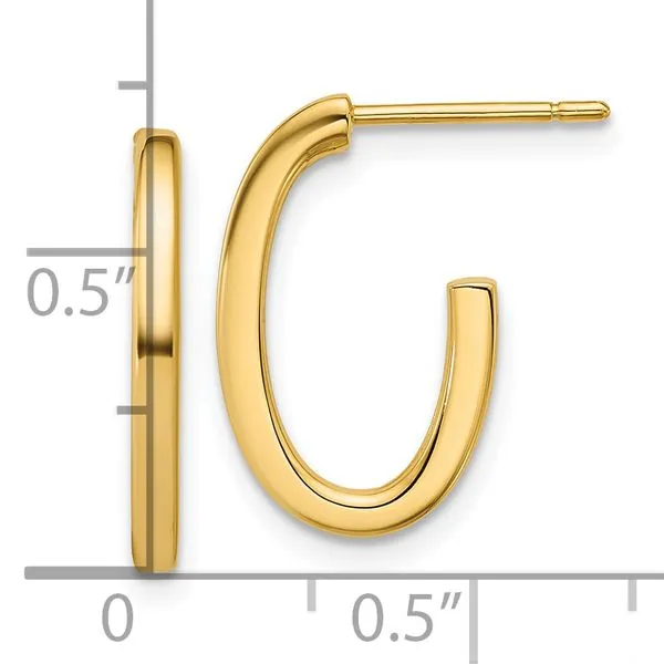 Leslie's 14K Polished 2.0mm Flat Oval Post J-Hoop Earrings Image 4 Boyd Jewelers Wesley Chapel, FL