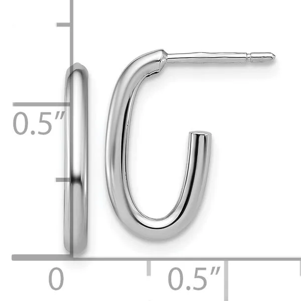 Leslie's 14K White Gold Polished 2.0mm Oval Post J-Hoop Earrings Image 4 Moseley Diamond Showcase Inc Lexington, SC