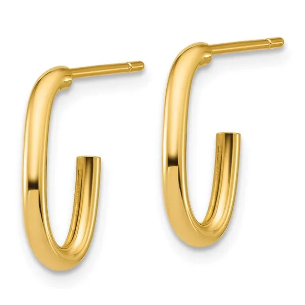 Leslie's 14K Polished 2.0mm Oval Post J-Hoop Earrings Image 2 J. West Jewelers Round Rock, TX