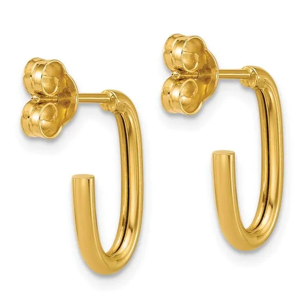 Leslie's 14K Polished 2.0mm Oval Post J-Hoop Earrings Image 3 Johnson Jewellers Lindsay, ON
