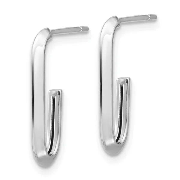 Leslie's 14K White Polished Knife Edge Oval Post J-Hoop Earrings Image 2 Valentine's Fine Jewelry Dallas, PA