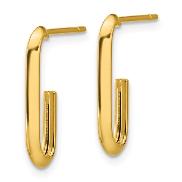 Leslie's 14K Polished Knife Edge Oval Post J-Hoop Earrings Image 2 J. Garett Jewelers Wilmington, NC