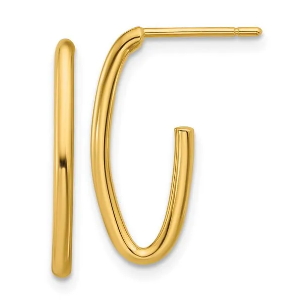 Leslie's 14K Polished 1.8mm Oval Post J-Hoop Earrings J. Garett Jewelers Wilmington, NC