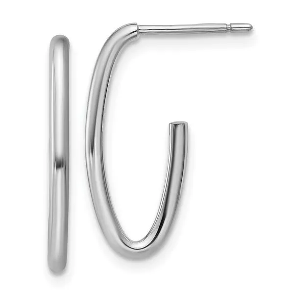 Leslie's 14K White Gold Polished 1.8mm Oval Post J-Hoop Earrings Valentine's Fine Jewelry Dallas, PA