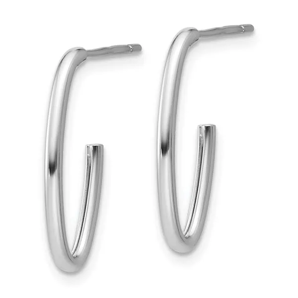 Leslie's 14K White Gold Polished 1.8mm Oval Post J-Hoop Earrings Image 2 Valentine's Fine Jewelry Dallas, PA