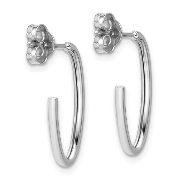 Leslie's 14K White Gold Polished 1.8mm Oval Post J-Hoop Earrings Image 3 Valentine's Fine Jewelry Dallas, PA