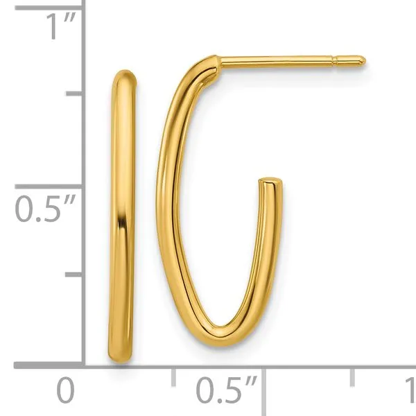 Leslie's 14K Polished 1.8mm Oval Post J-Hoop Earrings Image 4 J. Garett Jewelers Wilmington, NC