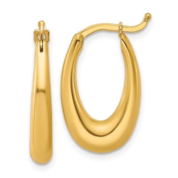 Leslie's 14K Polished Tapered Oval Hoop Earrings Jim's Jewelers Tyler, TX