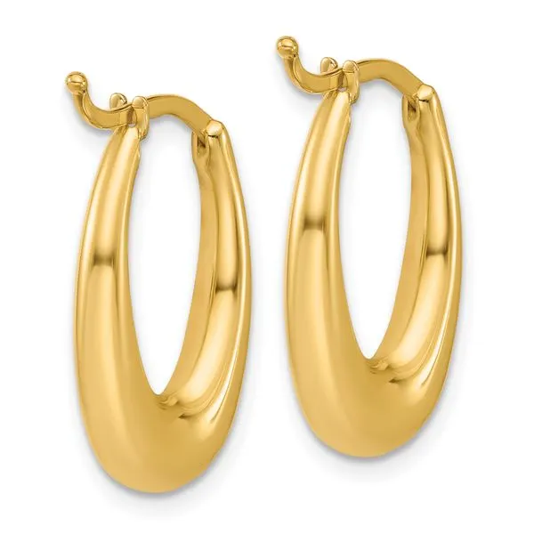 Leslie's 14K Polished Tapered Oval Hoop Earrings Image 3 Morin Jewelers Southbridge, MA