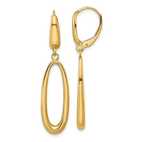 Leslie's 14K Polished Tapered Oval Leverback Dangle Earrings Trenton Jewelers Ltd. Trenton, MI