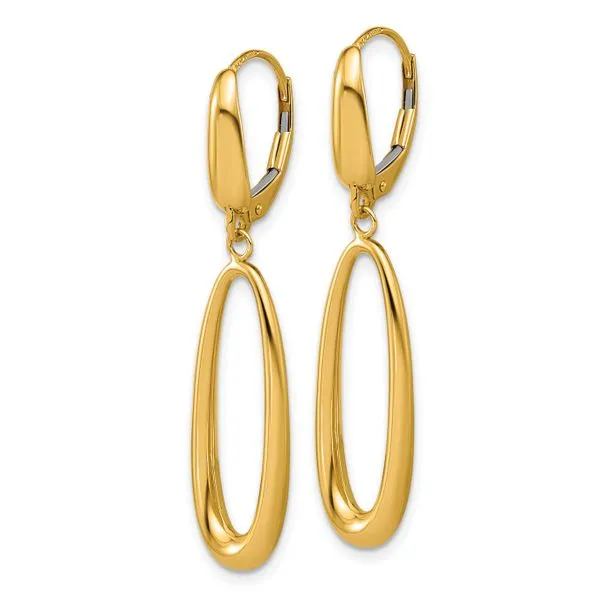 Leslie's 14K Polished Tapered Oval Leverback Dangle Earrings Image 2 Trenton Jewelers Ltd. Trenton, MI