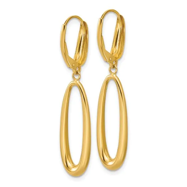 Leslie's 14K Polished Tapered Oval Leverback Dangle Earrings Image 3 Trenton Jewelers Ltd. Trenton, MI
