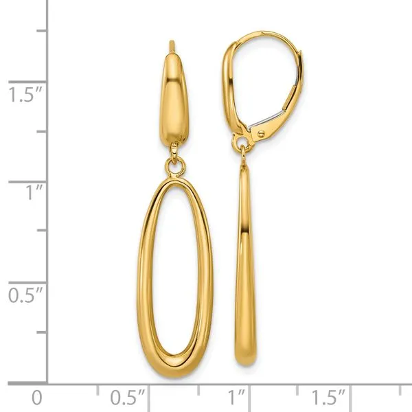 Leslie's 14K Polished Tapered Oval Leverback Dangle Earrings Image 4 Trenton Jewelers Ltd. Trenton, MI