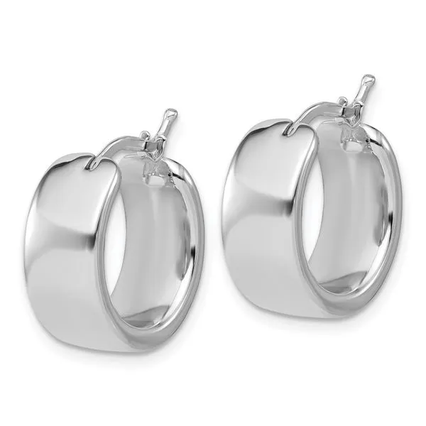 Leslie's 14K White Gold Polished 7.7mm Round Hoop Earrings Image 2 Grayson & Co. Jewelers Iron Mountain, MI