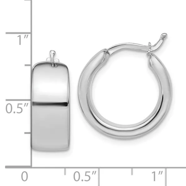 Leslie's 14K White Gold Polished 7.7mm Round Hoop Earrings Image 4 Grayson & Co. Jewelers Iron Mountain, MI
