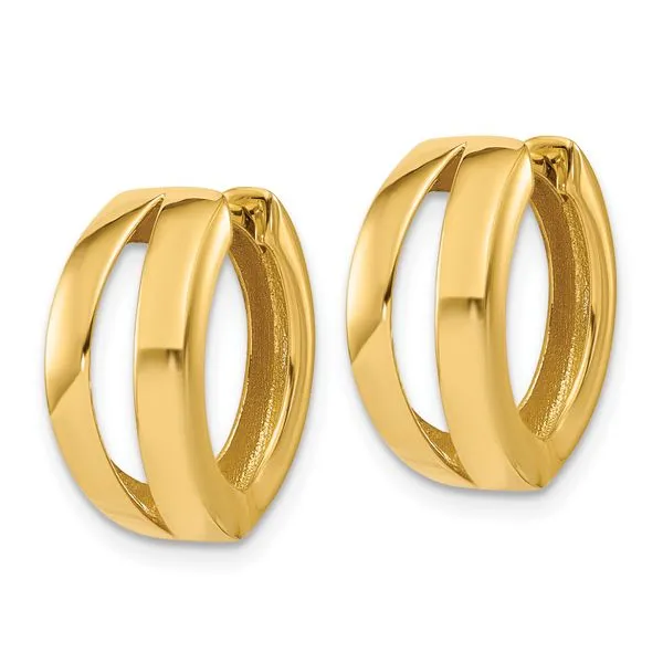 Leslie's 14K Polished Fancy Tapered Hinged Round Hoop Earrings Image 2 J. Garett Jewelers Wilmington, NC