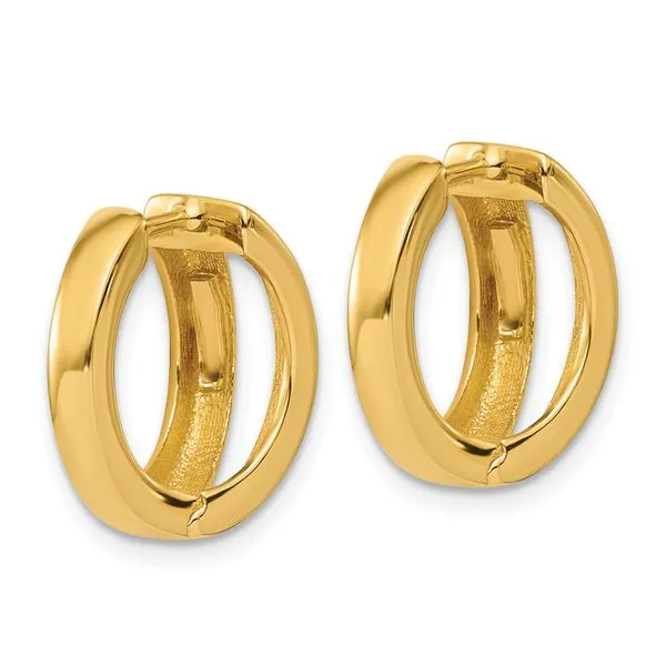 Leslie's 14K Polished Fancy Tapered Hinged Round Hoop Earrings Image 3 Mitchell's Jewelry Norman, OK