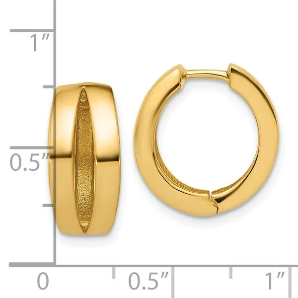 Leslie's 14K Polished Fancy Tapered Hinged Round Hoop Earrings Image 4 J. Garett Jewelers Wilmington, NC