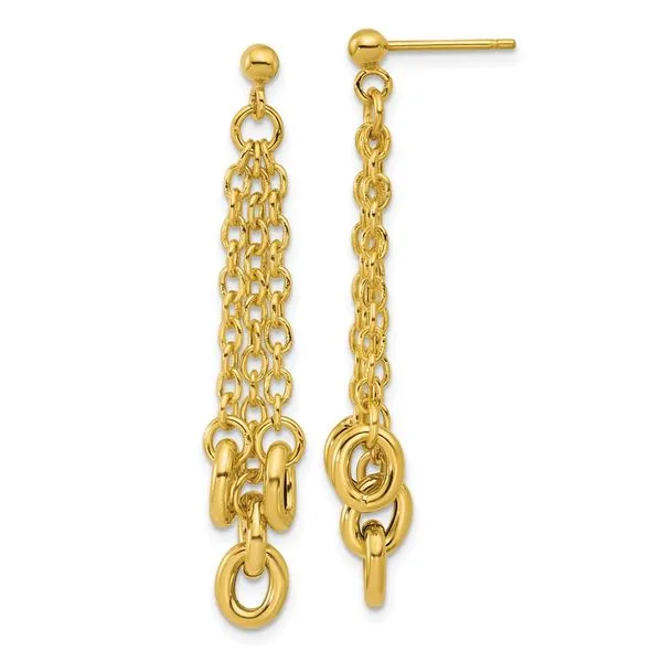 Leslie's 14K Polished Fancy 3-Strand Cable Link Post Dangle Earrings Morin Jewelers Southbridge, MA
