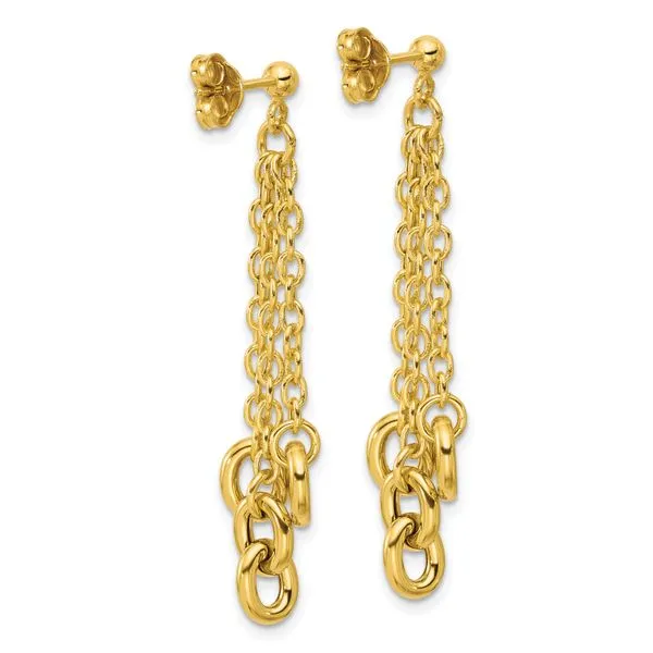 Leslie's 14K Polished Fancy 3-Strand Cable Link Post Dangle Earrings Image 3 Moseley Diamond Showcase Inc Lexington, SC