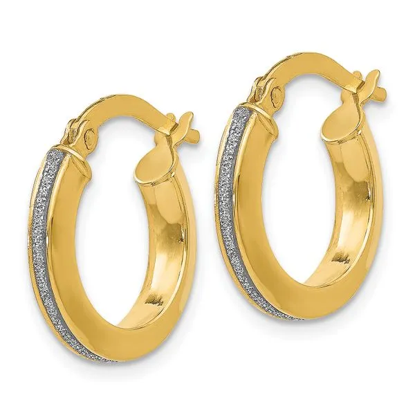 Leslie's 14K Polished Glimmer Infused Hoop Earrings Image 2 Peran & Scannell Jewelers Houston, TX