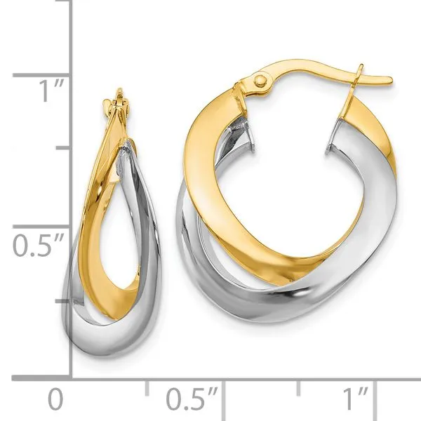 14K Two-Tone Gold Polished Hoop Earrings Image 4 Jewelry Design Studio Jensen Beach, FL