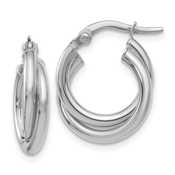 Leslie's 14K White Gold  Polished Twisted Double Hoop Earrings Atlanta West Jewelry Douglasville, GA