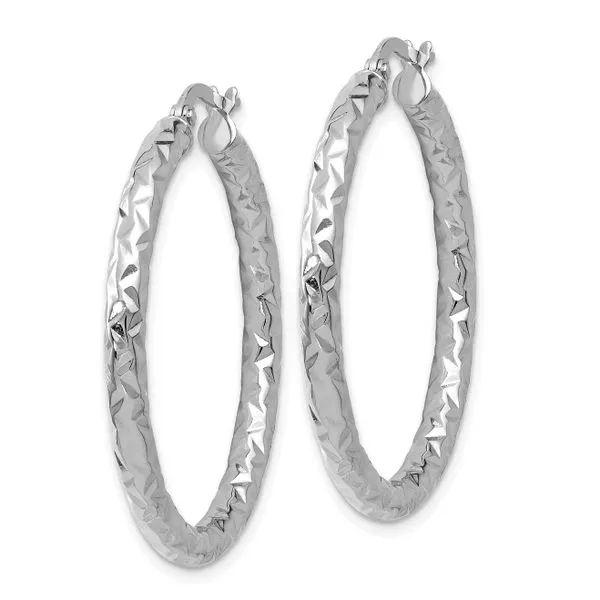 Leslie's 14K White Gold ForeverLite Polish/Textured Hoop Earrings Image 2 Tidwells of Greenwood Greenwood, SC