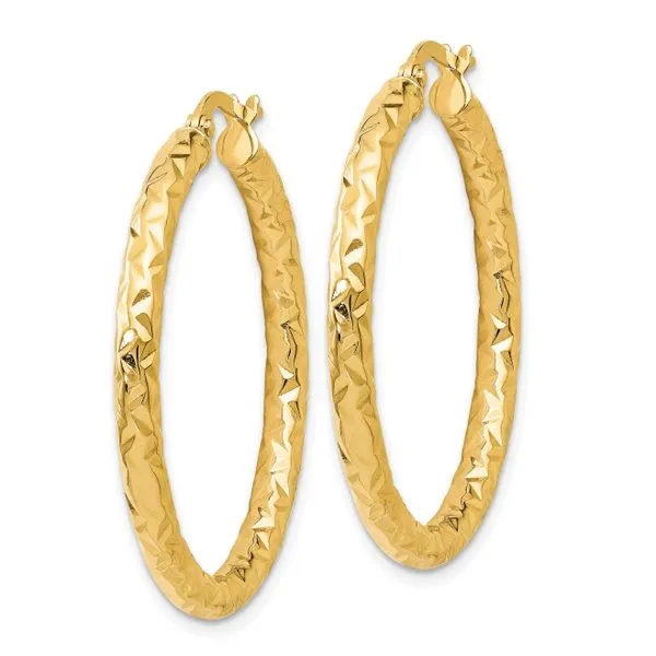 Leslie's 14K ForeverLite Polished and Textured Hoop Earrings Image 2 Mitchell's Jewelry Norman, OK