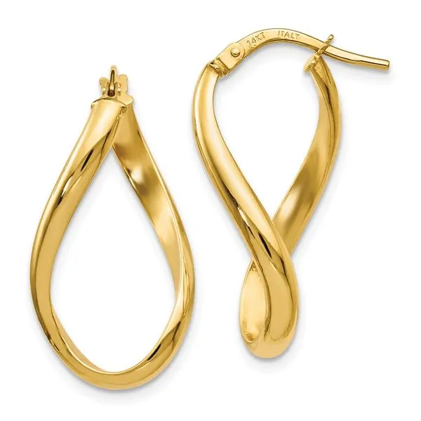 14K Yellow Gold Polished Hoop Earrings Diamond Design Jewelers Somerset, KY