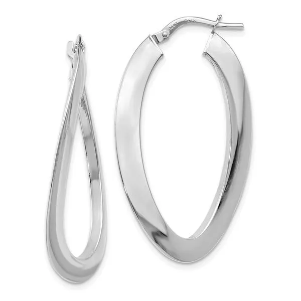 14K White Gold Polished Hoop Earrings Diamond Design Jewelers Somerset, KY