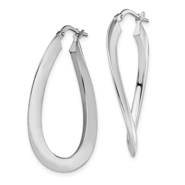 14K White Gold Polished Hoop Earrings Image 2 Diamond Design Jewelers Somerset, KY