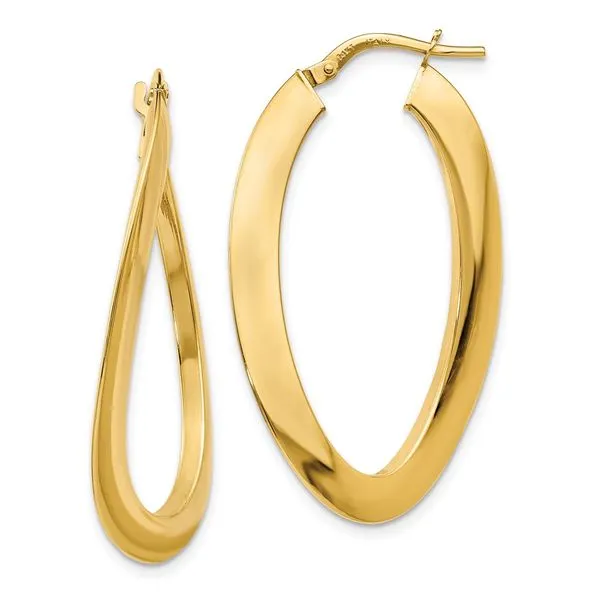14K Yellow Gold Polished Hoop Earrings Diamond Design Jewelers Somerset, KY